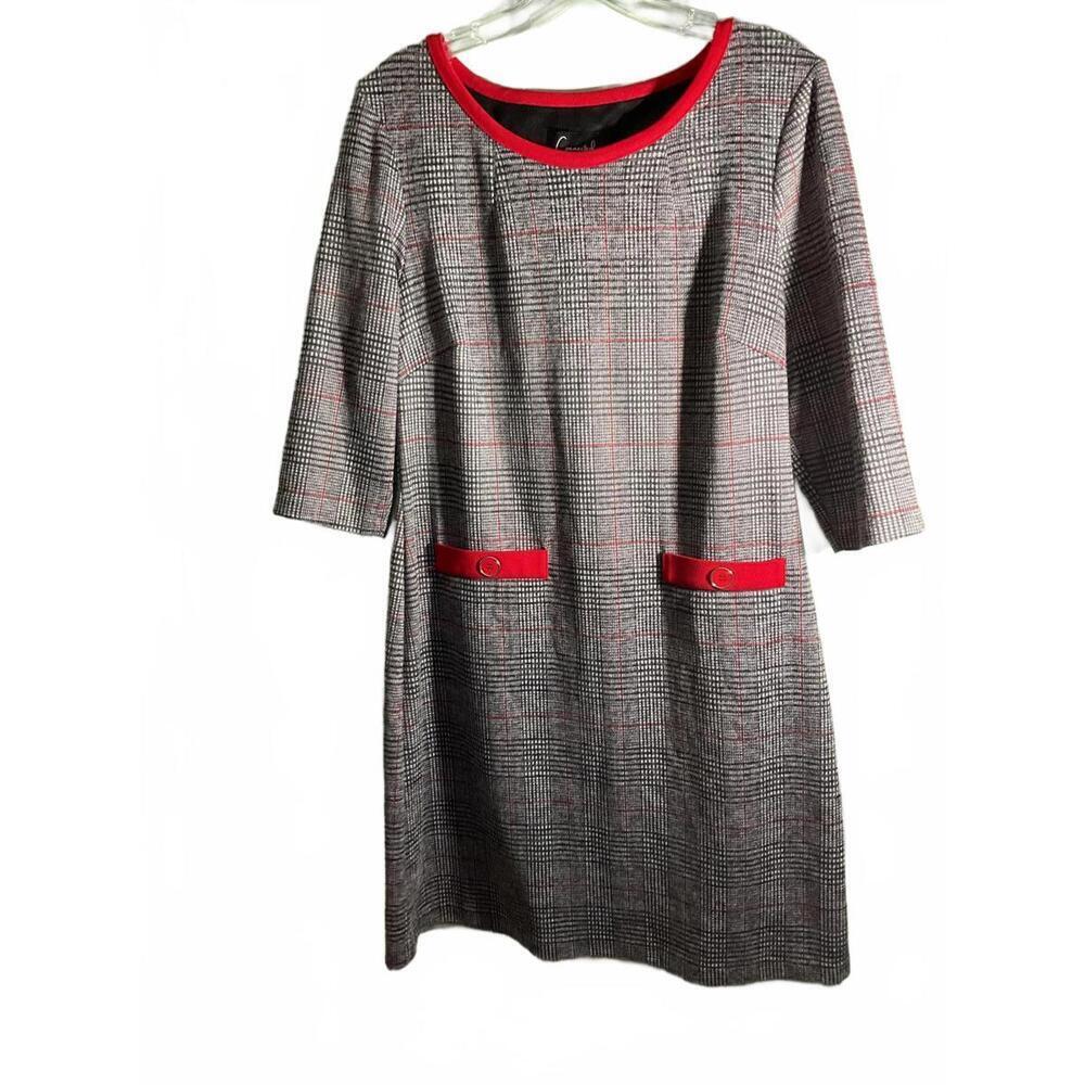 Connected Apparal Academia, Plaid Shift Dress with Accent Details Size 10